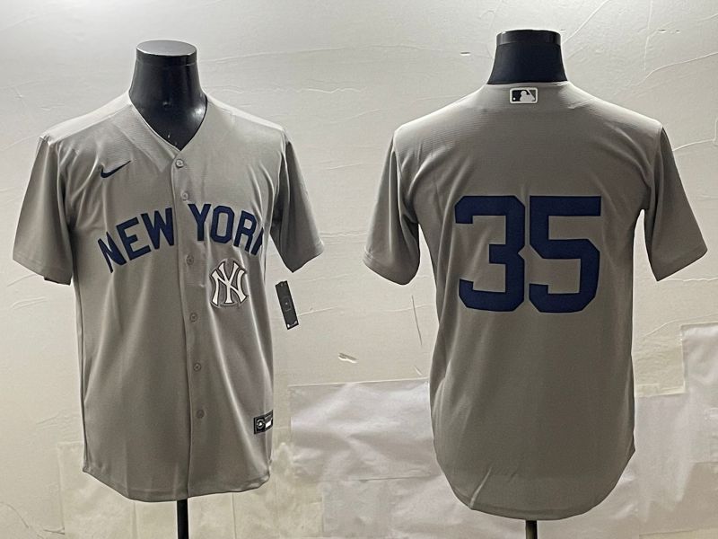 Men New York Yankees 35 No Name Grey Game 2025 Nike MLB Jersey style 3166